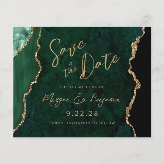 Papier Budget Emerald Green Agate Mariage Enregistrer la  (Devant)