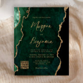 Papier Budget Emerald Green Agate QR Code Mariage Invitat