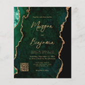Papier Budget Emerald Green Agate QR Code Mariage Invitat (Devant)