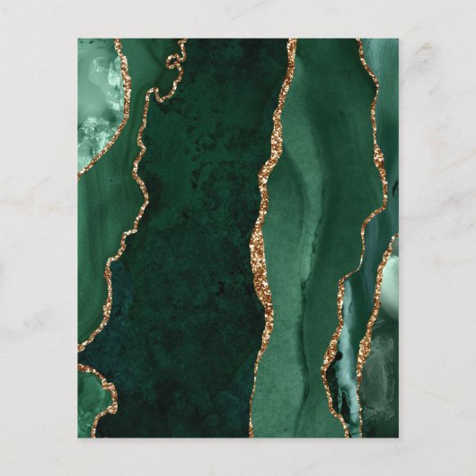 Papier Budget Emerald Green Agate Script Wedding Invitati (Dos)