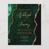 Papier Budget Emerald Green Agate Script Wedding Invitati (Devant)