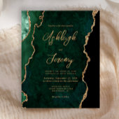 Papier Budget Emerald Green Agate Script Wedding Invitati