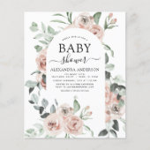 Papier Budget Emerald Green Baby shower Floral Invitation (Devant)