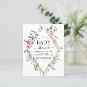 Papier Budget Emerald Green Baby shower Floral Invitation (Debout devant)