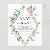 Papier Budget Emerald Green Baby shower Floral Invitation (Devant)