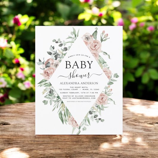 Papier Budget Emerald Green Baby shower Floral Invitation