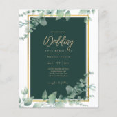 Papier Budget Emerald Green Botanical Gold Wedding Invita (Devant)