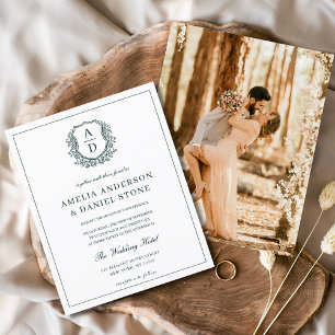 Papier Budget Emerald Green Crest Faire-part de mariage