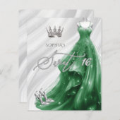 Papier Budget Emerald Green Dress Sweet 16 Invitation (Devant / Derrière)