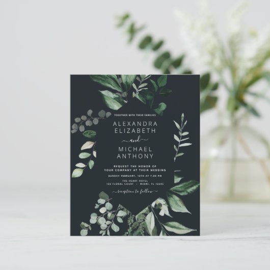 Papier Budget Emerald Green Eucalyptus Mariage de verdure (Debout devant)