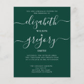 Papier Budget Emerald Green Faire-part de mariage moderne (Devant)