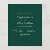 Papier Budget Emerald Green Faire-part de mariage moderne (Devant)