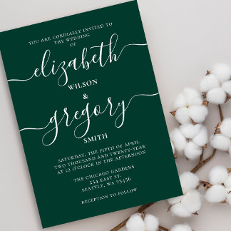 Papier Budget Emerald Green Faire-part de mariage moderne