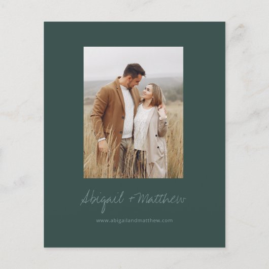 Papier Budget Emerald Green Faire-part de mariage simple (Dos)