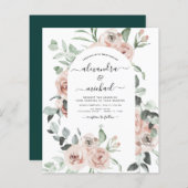 Papier Budget Emerald Green Floral Faire-part de mariage (Devant / Derrière)