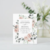 Papier Budget Emerald Green Floral Faire-part de mariage (Debout devant)