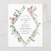 Papier Budget Emerald Green Floral Faire-part de mariage (Devant)