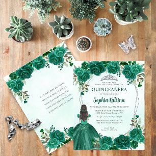 Papier Budget Emerald Green Floral Princesse Quinceañera