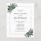 Papier Budget Emerald Green Foliage Fête des mariées Invi (Devant)