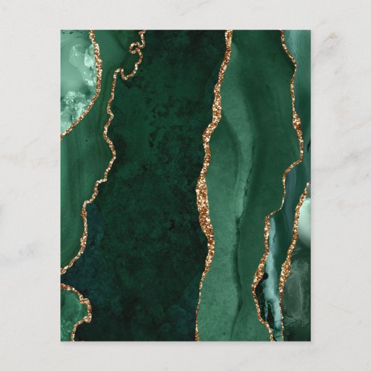Papier Budget Emerald Green Gold Agate Faire-part de mari (Dos)