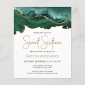 Papier Budget Emerald Green Gold Agate Sweet 16 Invitatio (Devant)