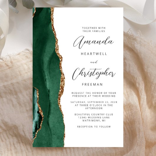 Papier Budget Emerald Green Gold Agate Wedding