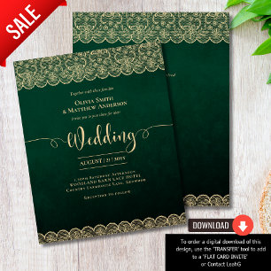 Papier BUDGET Emerald Green Gold Lace Rustique Mariage