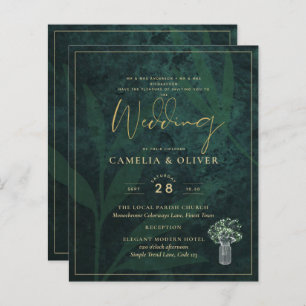 Papier Budget Emerald Green Gold Modern Wedding Invitatio