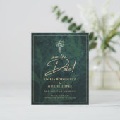 Papier Budget Emerald Green Gold Modern Wedding Invitatio (Debout devant)