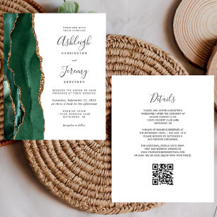 Papier Budget Emerald Green Gold QR Code de mariage Invit