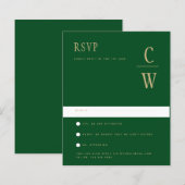 Papier BUDGET Emerald Green Gold Wedding RSVP (Devant / Derrière)