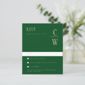 Papier BUDGET Emerald Green Gold Wedding RSVP (Debout devant)