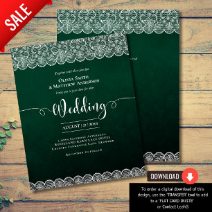 Papier BUDGET Emerald Green Lace Blanche Rustique Mariage