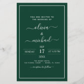 Papier Budget Emerald Green Mariage Typographie moderne (Devant)