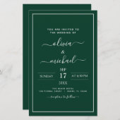 Papier Budget Emerald Green Mariage Typographie moderne (Devant / Derrière)