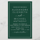 Papier Budget Emerald Green Mariage Typographie moderne (Devant)
