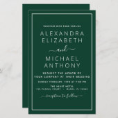 Papier Budget Emerald Green Mariage Typographie moderne (Devant / Derrière)