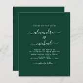 Papier Budget Emerald Green Mariage Typographie moderne (Devant / Derrière)