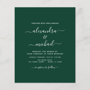 Papier Budget Emerald Green Mariage Typographie moderne