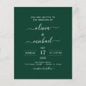 Papier Budget Emerald Green Mariage Typographie moderne (Devant)