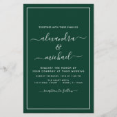 Papier Budget Emerald Green Mariage Typographie moderne (Devant)
