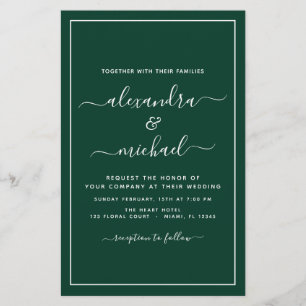 Papier Budget Emerald Green Mariage Typographie moderne