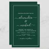 Papier Budget Emerald Green Mariage Typographie moderne (Devant / Derrière)