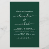 Papier Budget Emerald Green Mariage Typographie moderne (Devant)