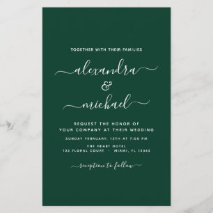 Papier Budget Emerald Green Mariage Typographie moderne
