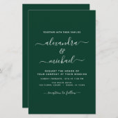 Papier Budget Emerald Green Mariage Typographie moderne (Devant / Derrière)
