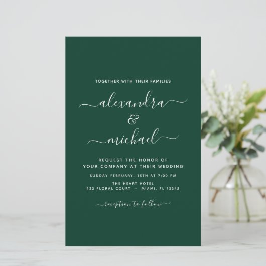 Papier Budget Emerald Green Mariage Typographie moderne (Debout devant)