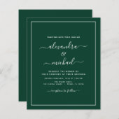 Papier Budget Emerald Green Mariage Typographie moderne (Devant / Derrière)