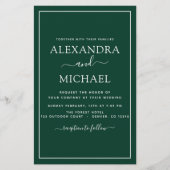 Papier Budget Emerald Green Mariage Typographie moderne (Devant)