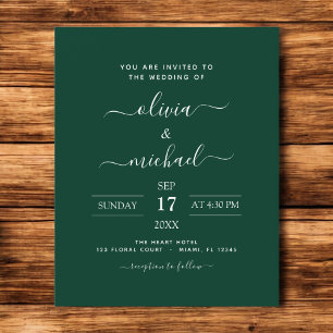 Papier Budget Emerald Green Mariage Typographie moderne